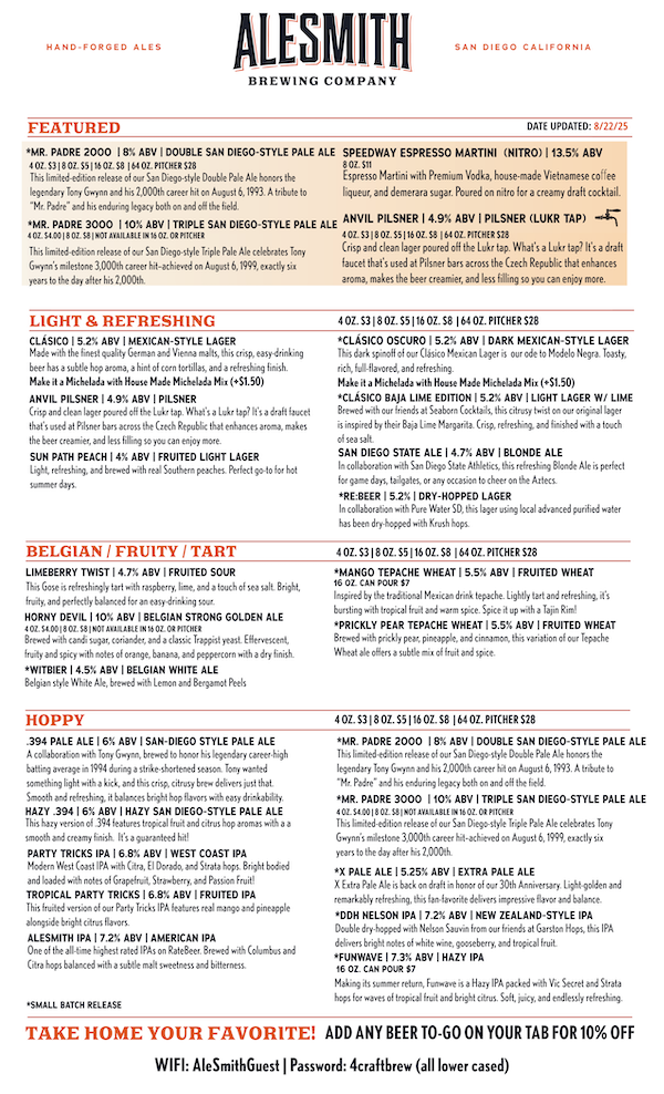 ALESMITH TASTING ROOM MENU-2-Tasting Room Menu - Front Page