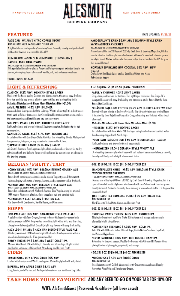 ALESMITH TASTING ROOM MENU-1-Tasting Room Menu - Front Page