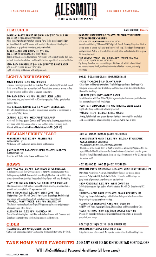 ALESMITH TASTING ROOM MENU-1-Tasting Room Menu - Front Page