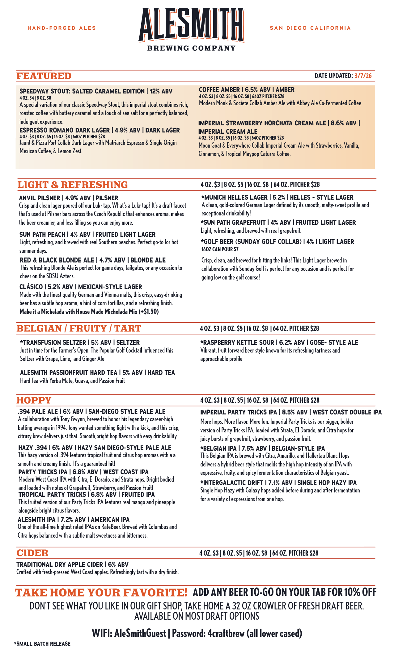 ALESMITH TASTING ROOM MENU-2-Tasting Room Menu - Front Page