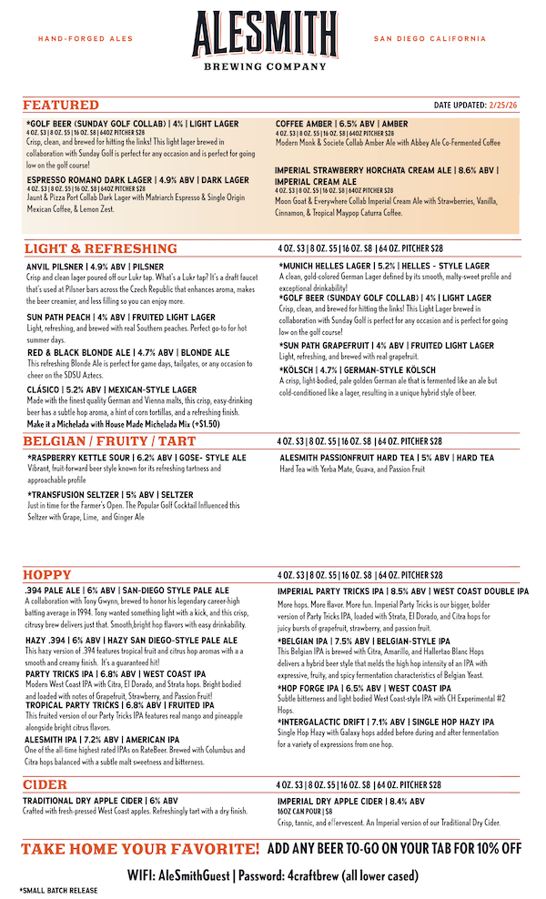 ALESMITH TASTING ROOM MENU-2-Tasting Room Menu - Front Page