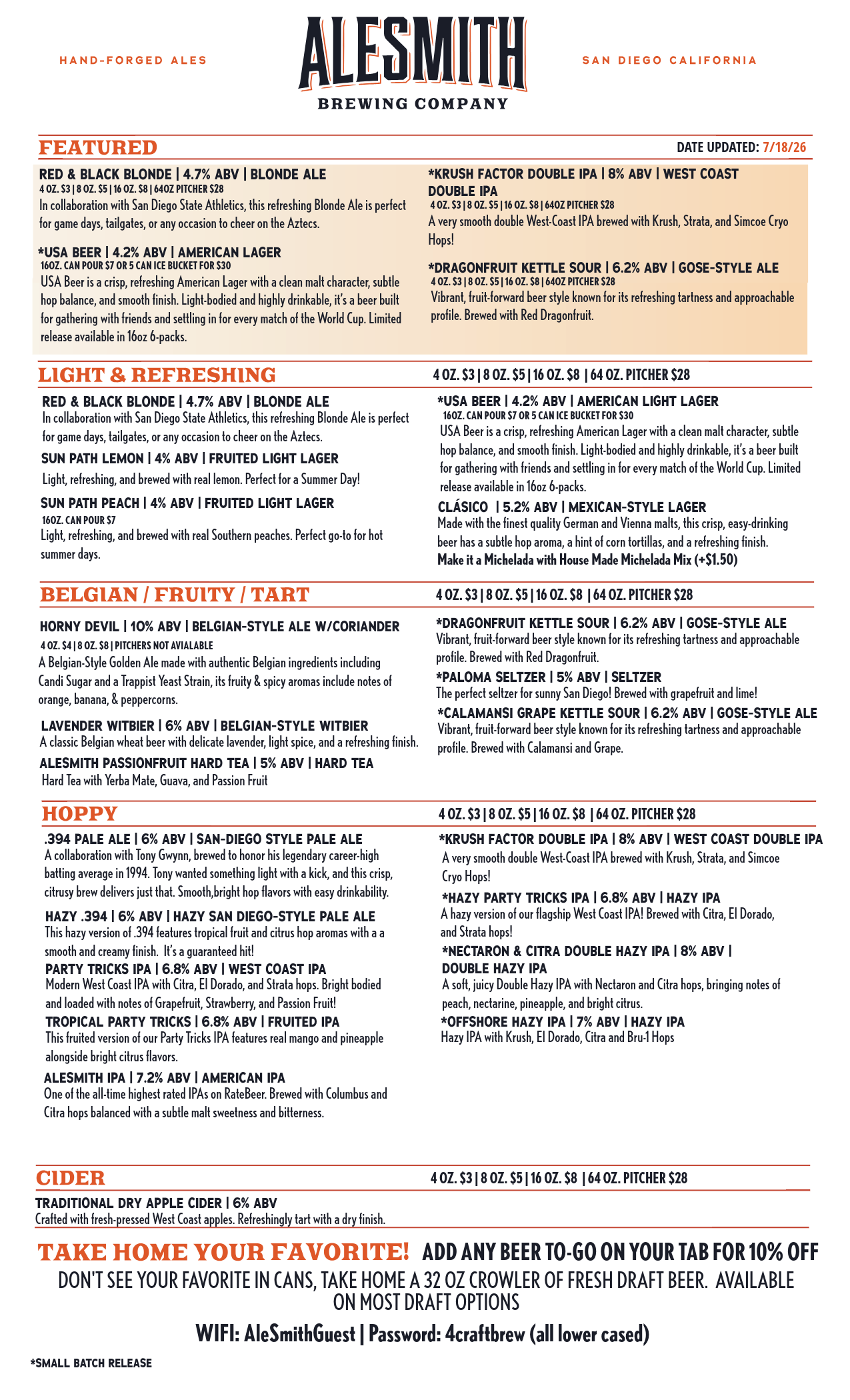 ALESMITH TASTING ROOM MENU-1-Tasting Room Menu - Front Page