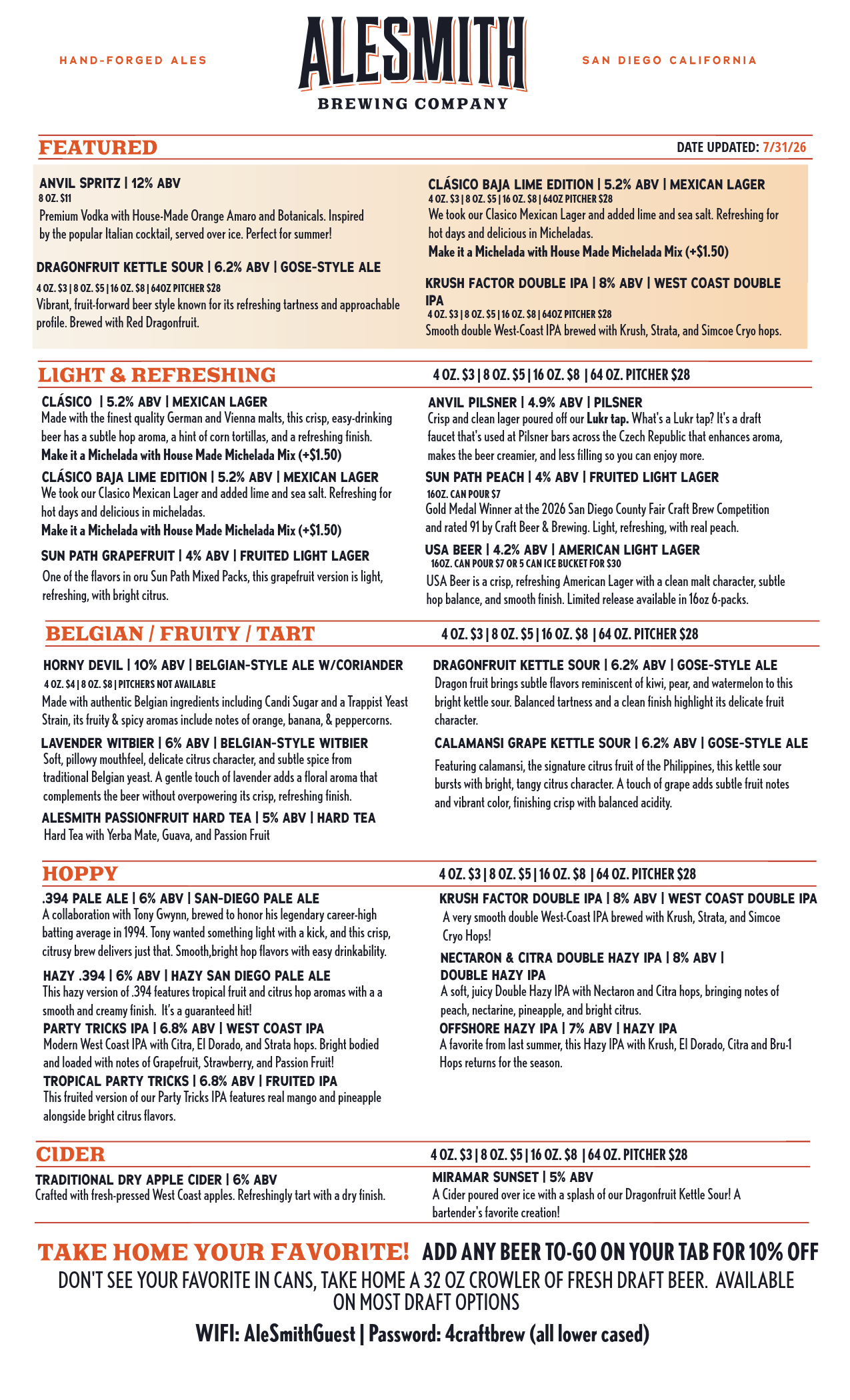 ALESMITH TASTING ROOM MENU-1-Tasting Room Menu - Front Page
