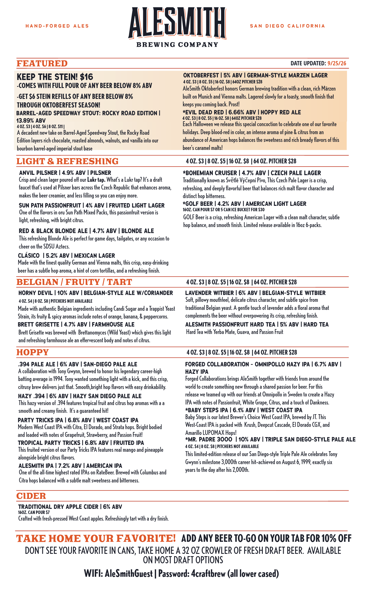 ALESMITH TASTING ROOM MENU-1-Tasting Room Menu - Front Page