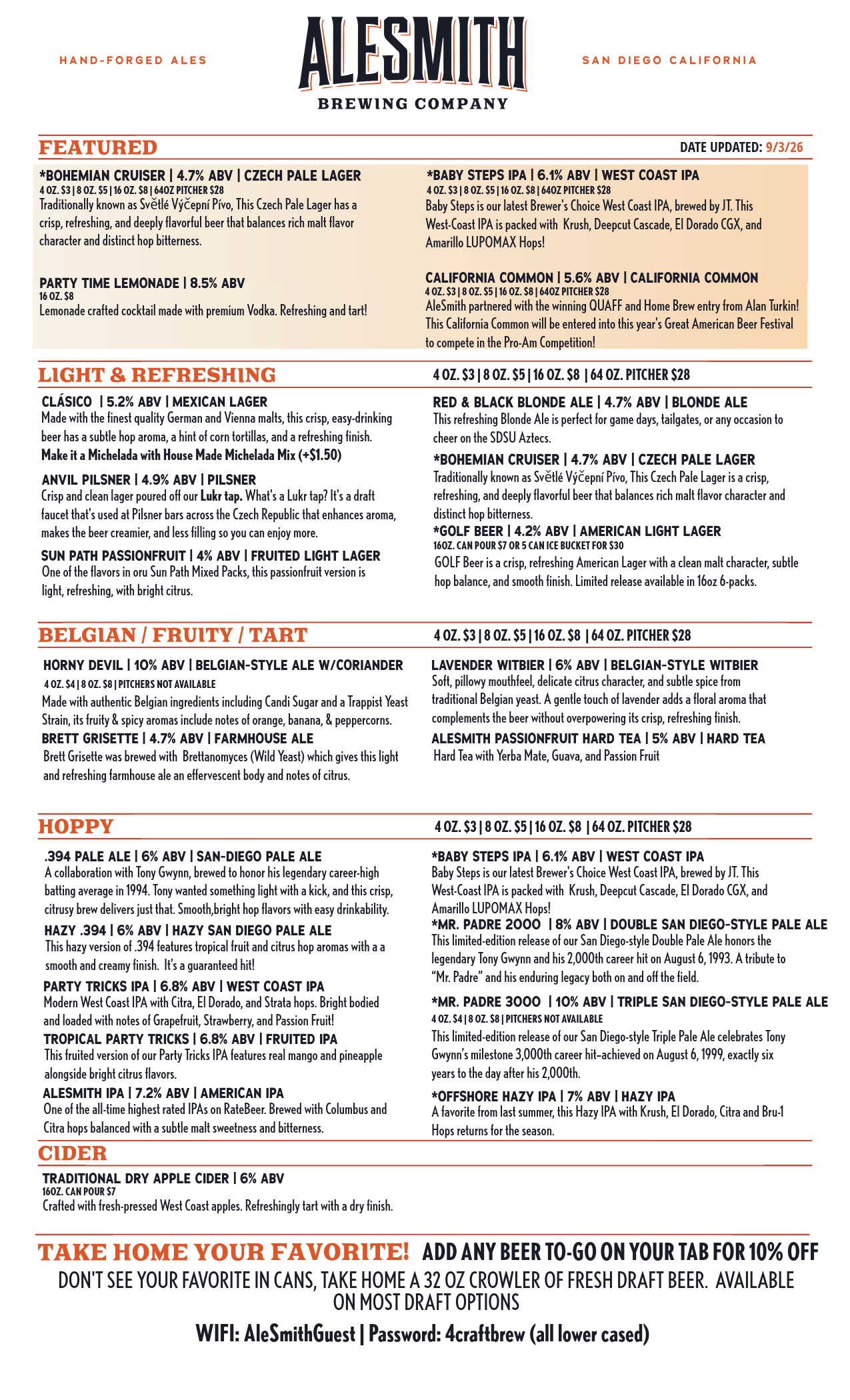 ALESMITH TASTING ROOM MENU-1-Tasting Room Menu - Front Page
